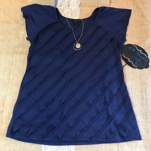 💕 AB Studio navy blue ruffled blouse - Large